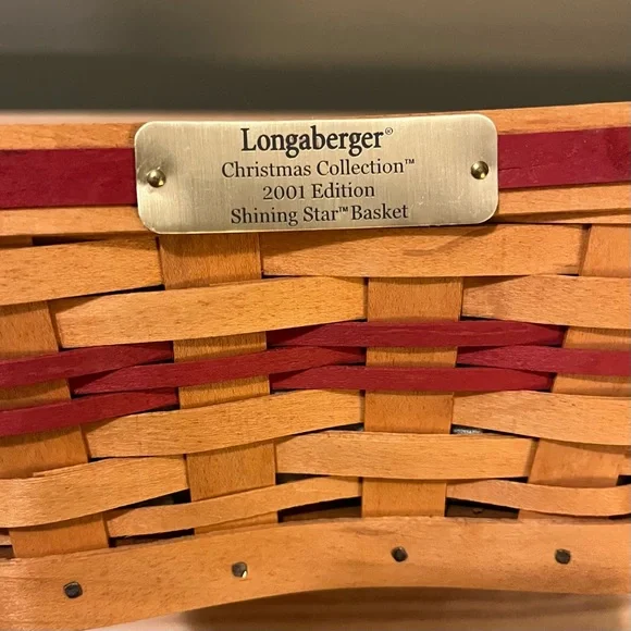 3pc Longaberger Holly Set incl 2001 Star Basket, 8” plate and loaf basket - Picture 6 of 9